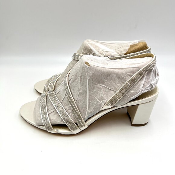 Naturalizer‎ Womens Size 8 Vanessa 2 White Jeweled Dress Sandals Heels Shoes - Picture 5 of 13